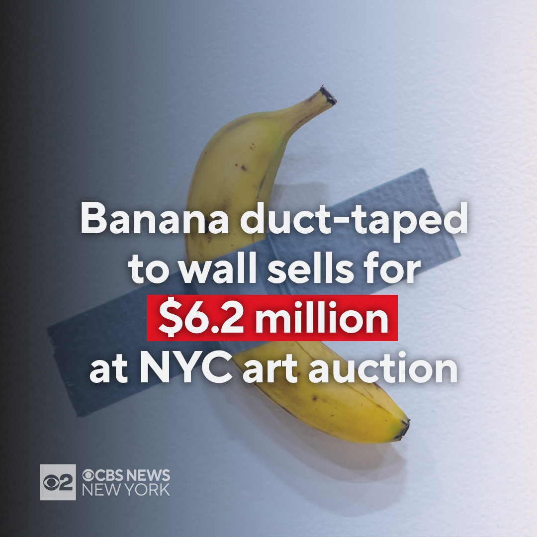 A banana taped to a wall sold for $6.2 million at an art auction in New  York on Wednesday, with the winning bid coming from a prominent  cryptocurrency entrepreneur. Read more about