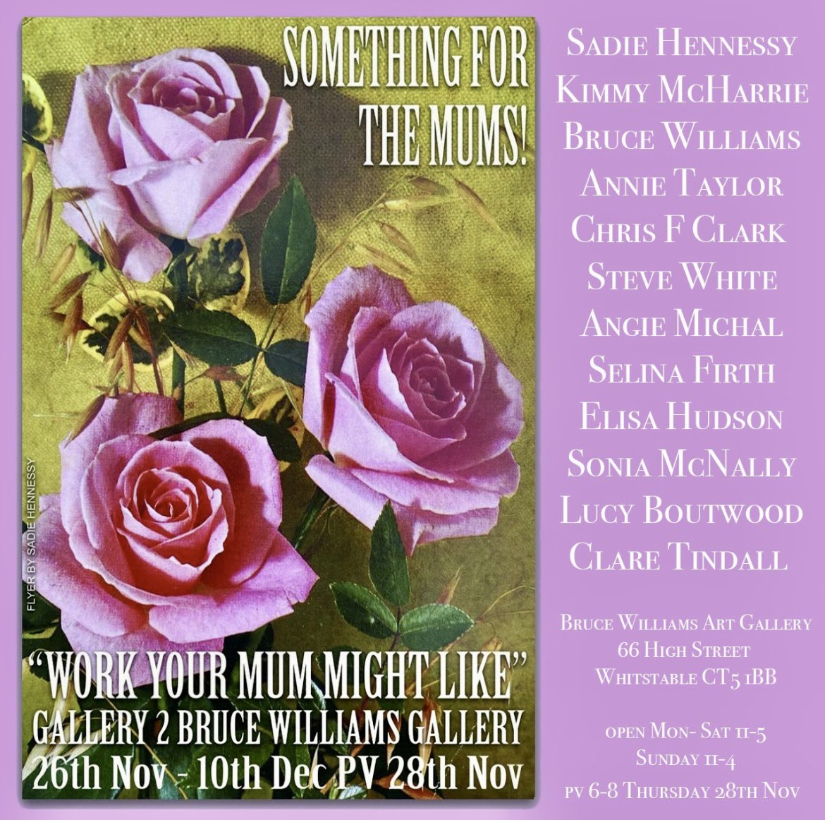 “Something for the mums” new work that our mums might actually like - at Bruce Williams Art Gallery in #whitstable