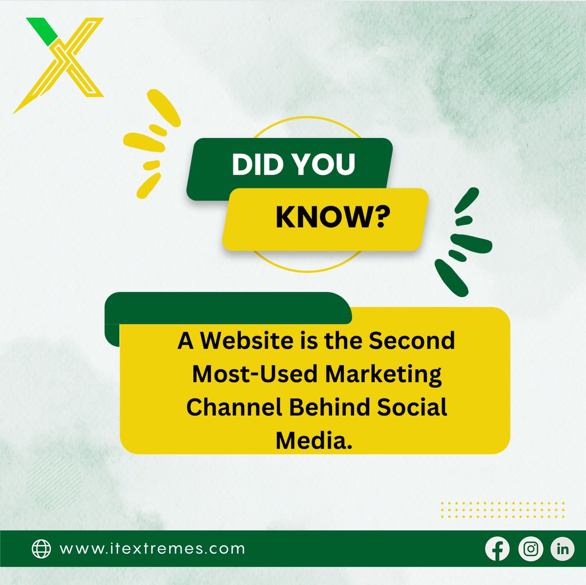 IT_Extremes's tweet photo. Did you know? A website is the second-most-used marketing channel behind social media.🌐 
📈Boost your online presence with a powerful website!

#DigitalMarketing #OnlinePresence #MarketingStrategy #WebDevelopment https://t.co/hEMgv5mZbm