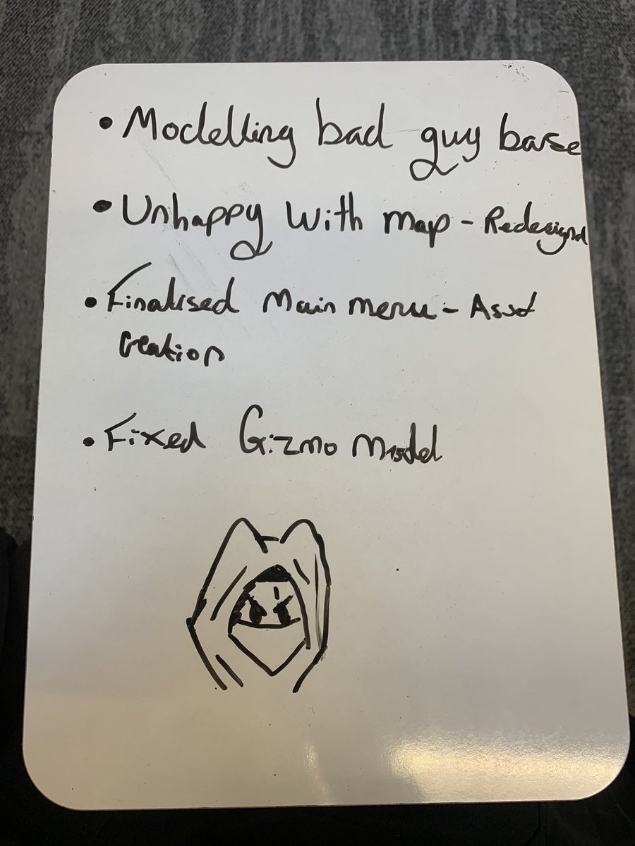 MaskingThe's tweet photo. Little whiteboard work of process for my university game 

#lsbu #gamedev #gizmo #progress #LSBU #londonsouthbankuniversity https://t.co/oW3CZ4FliB