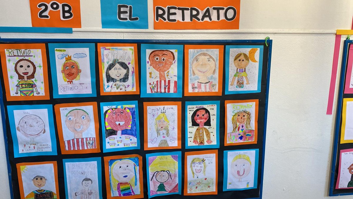 Wonderful paintings from second course!!! You are such a great artists !!  Working in our portraits! El autorretrato de segundo curso, image size:1200x675