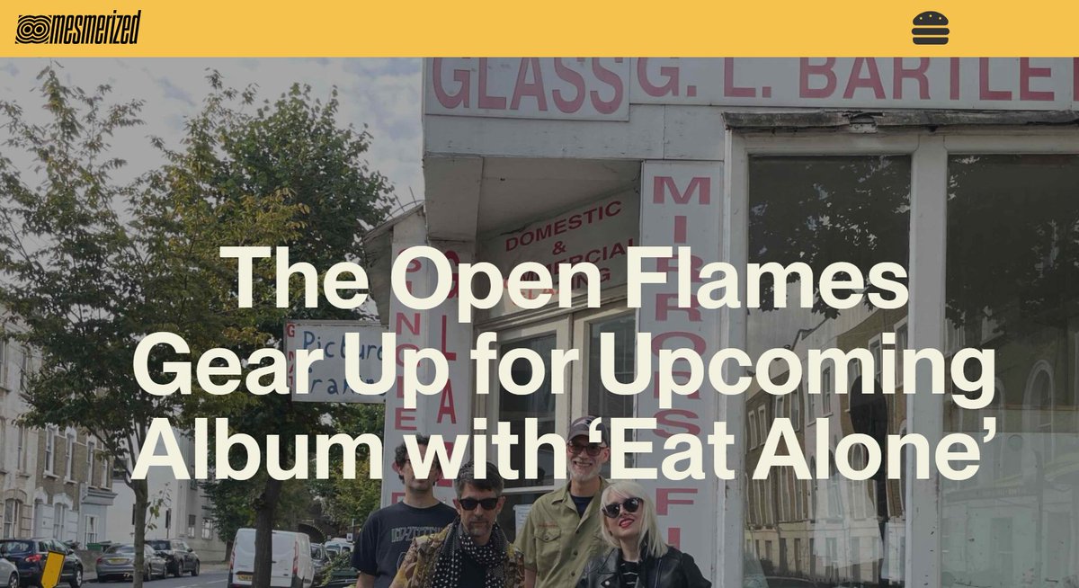 The Open Flames (@the_open_flames) on Twitter photo Thanks to Mesmerized Mag for a superb review of "Eat Alone"!
“Vibrant lyricism, delivered with charisma. ‘Eat Alone’ is sharp and dynamic, with fuzzy guitar tones evoking late 80s and early 90s stylings, and rolling drum grooves serving Eastman’s songwriting. <a href="/itsmesmerized/">Mesmerized</a> Thanks to Mesmerized Mag for a superb review of "Eat Alone"!
“Vibrant lyricism, delivered with charisma. ‘Eat Alone’ is sharp and dynamic, with fuzzy guitar tones evoking late 80s and early 90s stylings, and rolling drum grooves serving Eastman’s songwriting. <a href="/itsmesmerized/">Mesmerized</a>