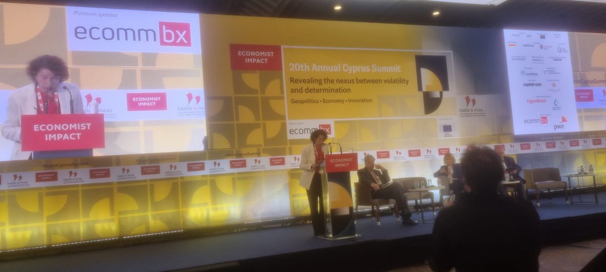 natboucly's tweet photo. Grateful to @Economist_SEUR for inviting me to speak to the catastrophic situation in #Gaza on behalf of @UNRWA.
What we see in Gaza is a failure of humanity &amp; a direct threat to multilateralism. UNRWA's critical role must be safeguarded &amp; a ceasefire reached. #EconCyprusSummit https://t.co/DCJyiqh6PS