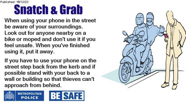 MPSHarefield's tweet image. Recently there has been reports of mobile phone snatches in the Hillingdon area #StaySafe #stayalert #mobliephone