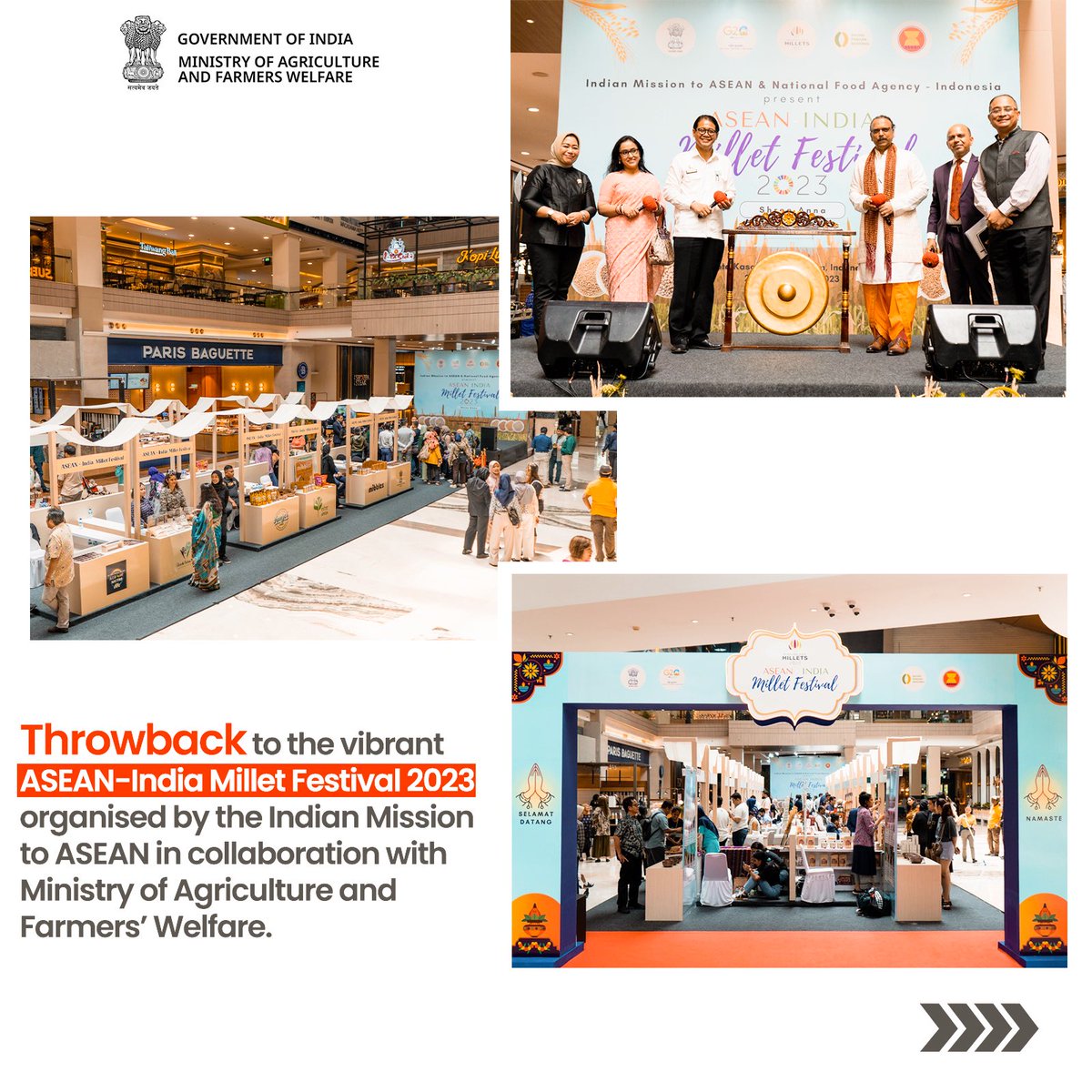 IYM2023's tweet photo. Looking back at the ASEAN-India Millet Festival 2023, Jakarta. The festival celebrated millets, promoting them as a global and versatile superfood

#IYM2023 #MilletsForAll #sustainableLiving https://t.co/f975el3sIH