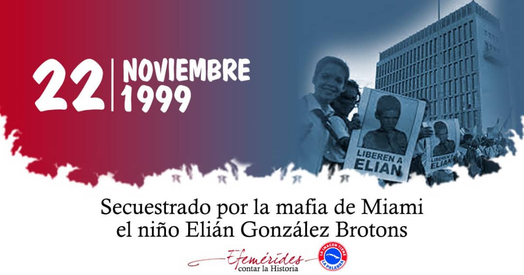 Hoy recuerda todo el pueblo cubano que el 22 de noviembre 1999 fue secuestrado por la mafia de Miami el niño Elián González.
#CubaViveEnSuHistoria #CubaMined #PinardelRío