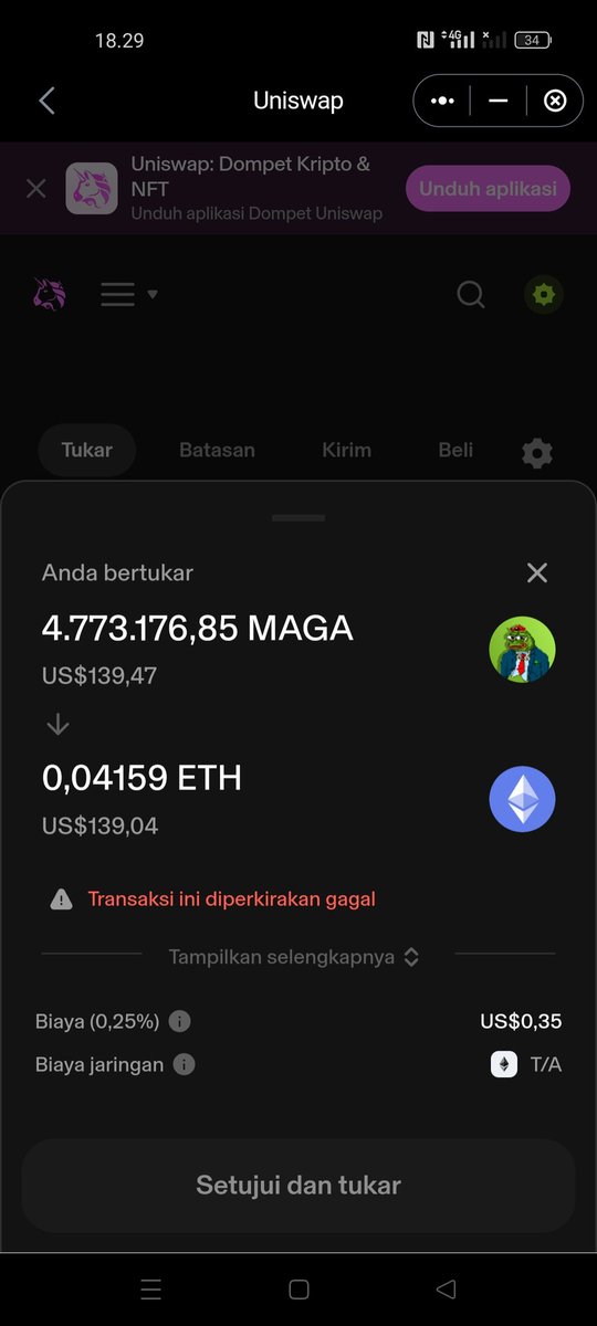 cacing144's tweet photo. @Maulana_Bai6 @PaceCrypto Ini bang muncul tulisan seperti itu .. biaya jaringan nya ga ada tulisannya bangg.. mohon dibantu bang 😭🙏 https://t.co/Ue3UYRChLr