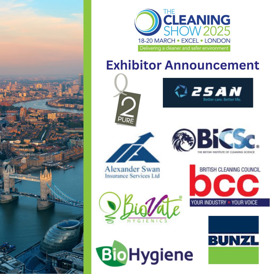 The Cleaning Show (@thecleaningshow) on Twitter photo The first exhibitor announcement for #TheLondonCleaningShow25
Join us this March at ExCel London, where 130+ exhibitors will show case cutting-edge innovations and solutions from top brands like BICSc, BioVate Hygienics, <a href="/BritishCleaning/">The British Cleaning Council</a> and more!
bit.ly/4f3EAfT The first exhibitor announcement for #TheLondonCleaningShow25
Join us this March at ExCel London, where 130+ exhibitors will show case cutting-edge innovations and solutions from top brands like BICSc, BioVate Hygienics, <a href="/BritishCleaning/">The British Cleaning Council</a> and more!
bit.ly/4f3EAfT