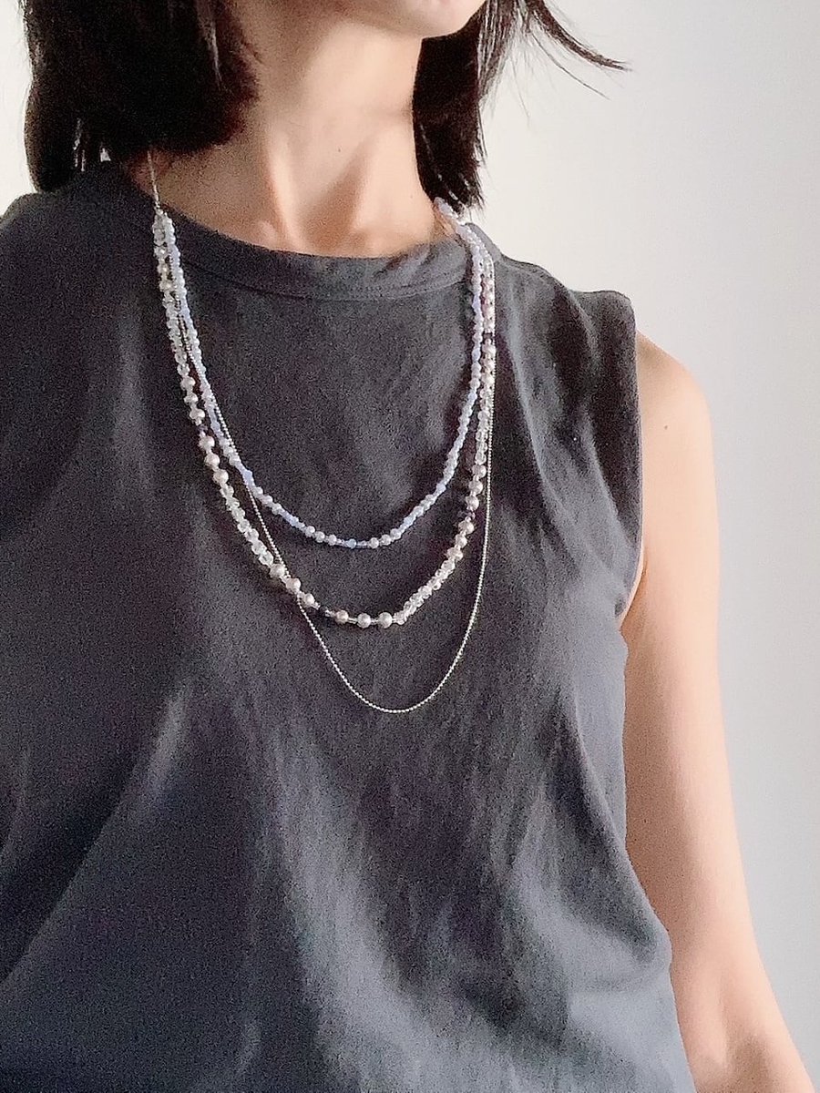 cano_ha's tweet photo. 新作アクセサリー。

【6月＆9月の誕生石】幸運を運ぶバロック淡水パール＆平和を願うサファイア・3連ネックレス（46cm〜71cm長さ調整可） | canoha https://t.co/sYc5k374LR #BASEec @cano_haより https://t.co/PXv4Ylw6Cb