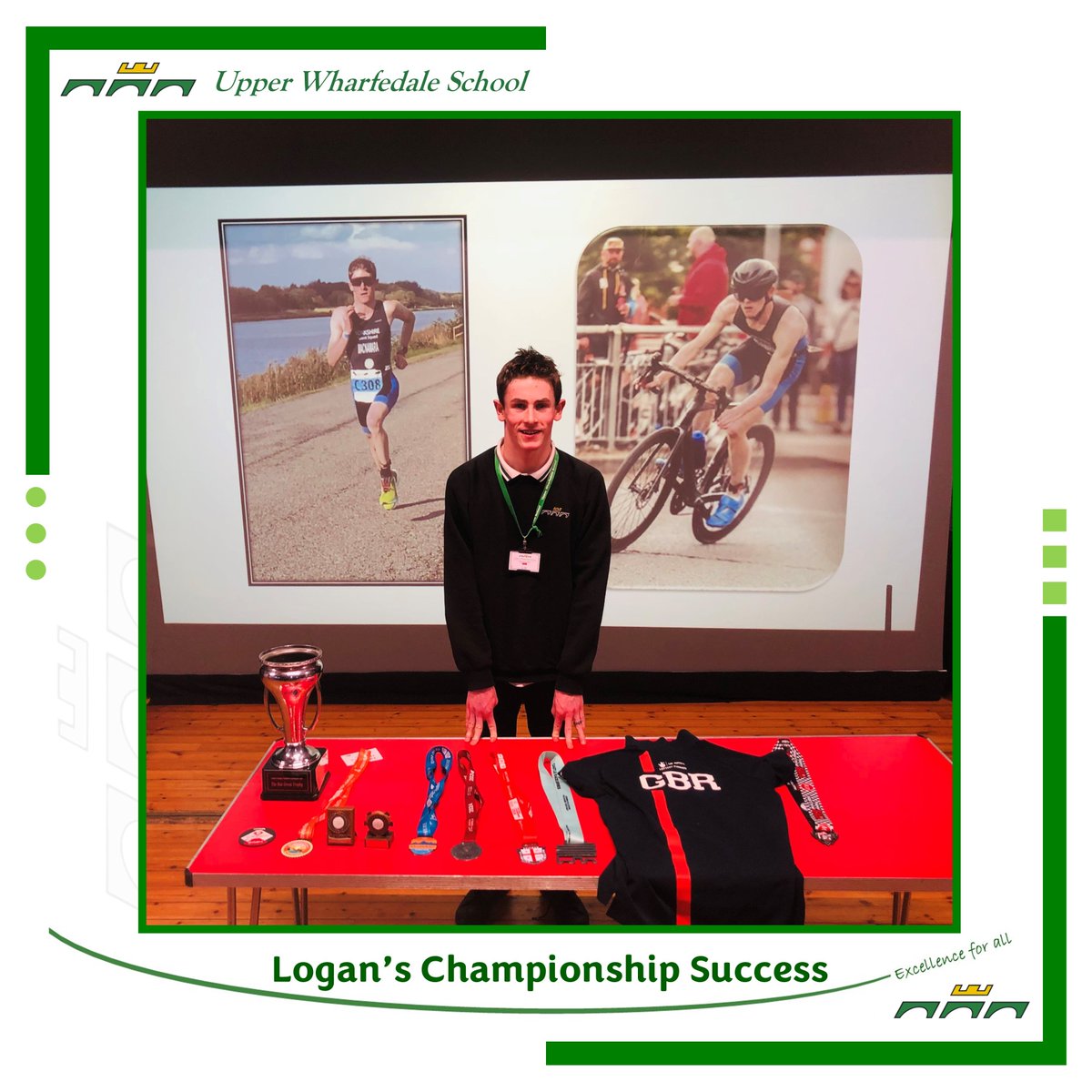 Congratulations to Logan on his continued success in Triathlons. He has qualified for the European Championships in Turkey as well as the World Championships in Australia. He also received the prestigious Matt Green Award From Craven Energy Triathlon Club.