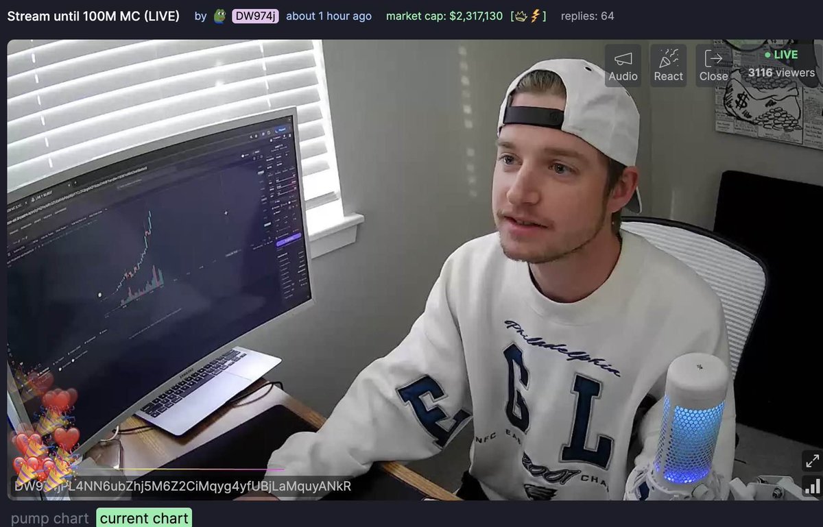 How did this streamer go from crypto beginner to the most watched streamer in the web3 space in 20 hours? Simple. Livestream until $100m. 

Meet StreamGuy. He launched a token on pumpfun yesterday saying he would livestream until the token would hit $100m market cap.

You