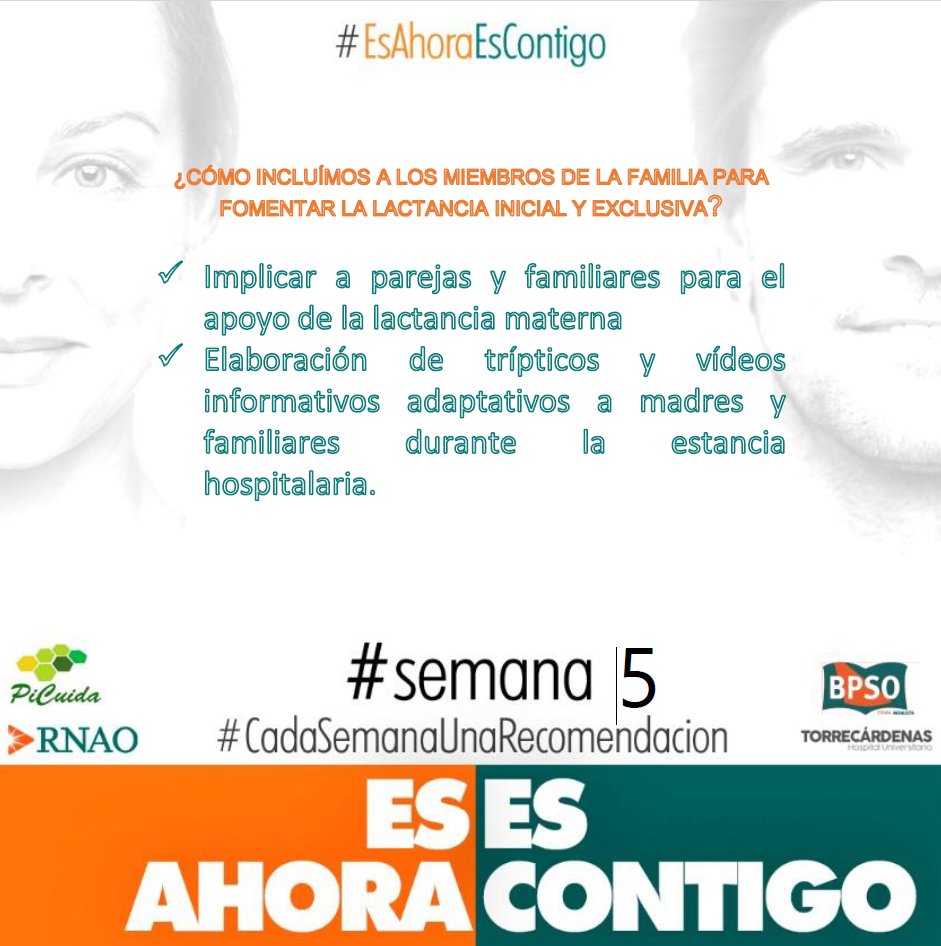 El equipo Bpso Torrecardenas lanza la quinta recomendación del año dentro de la guía Promoción de la lactancia materna
#EsAhoraYEsContigo
Hospital Universitario Torrecárdenas