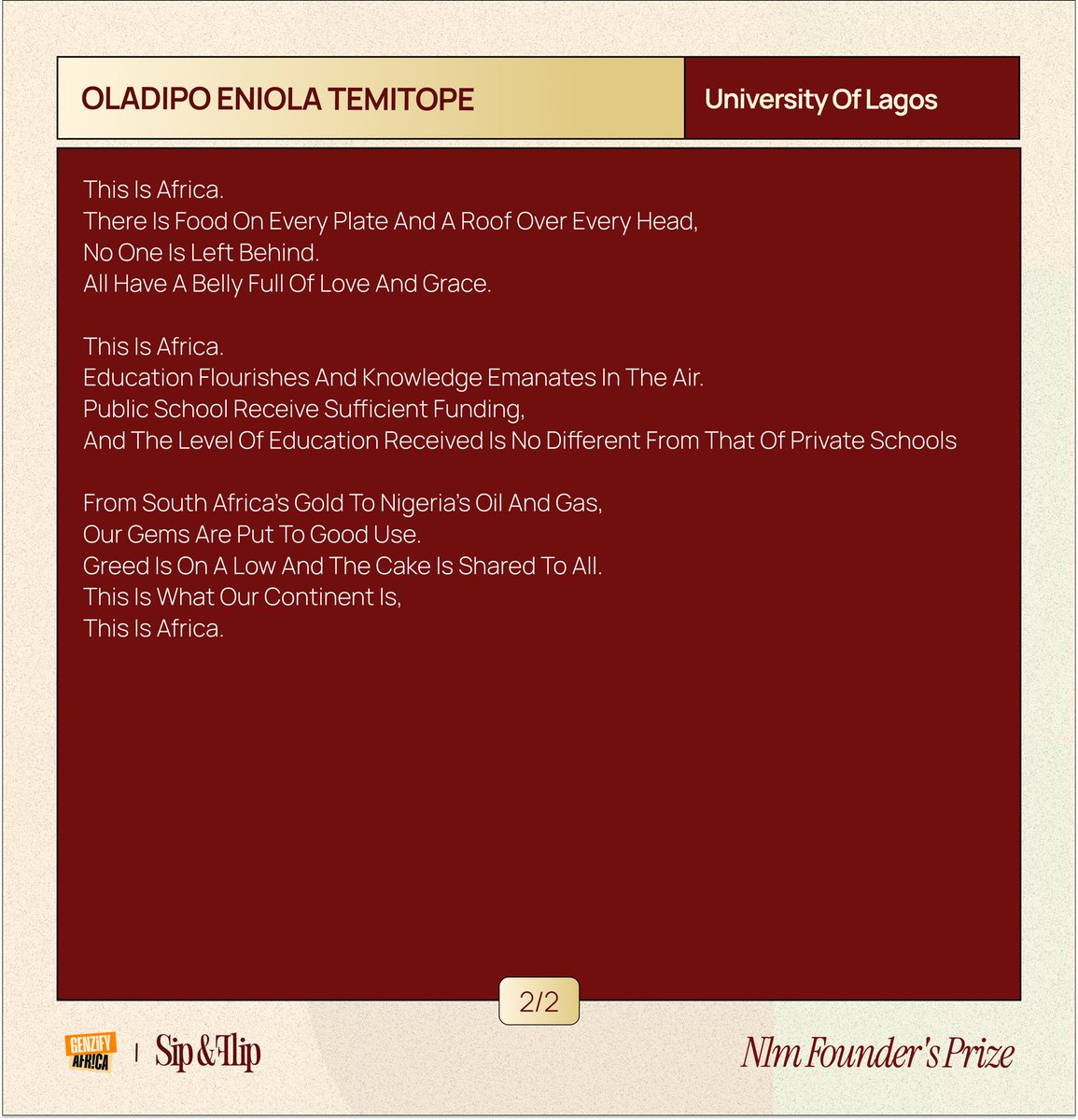 genzifyafrica's tweet photo. 5. OLADIPO ENIOLA TEMITOPE, University Of Lagos. https://t.co/TGAUpoSZQ8