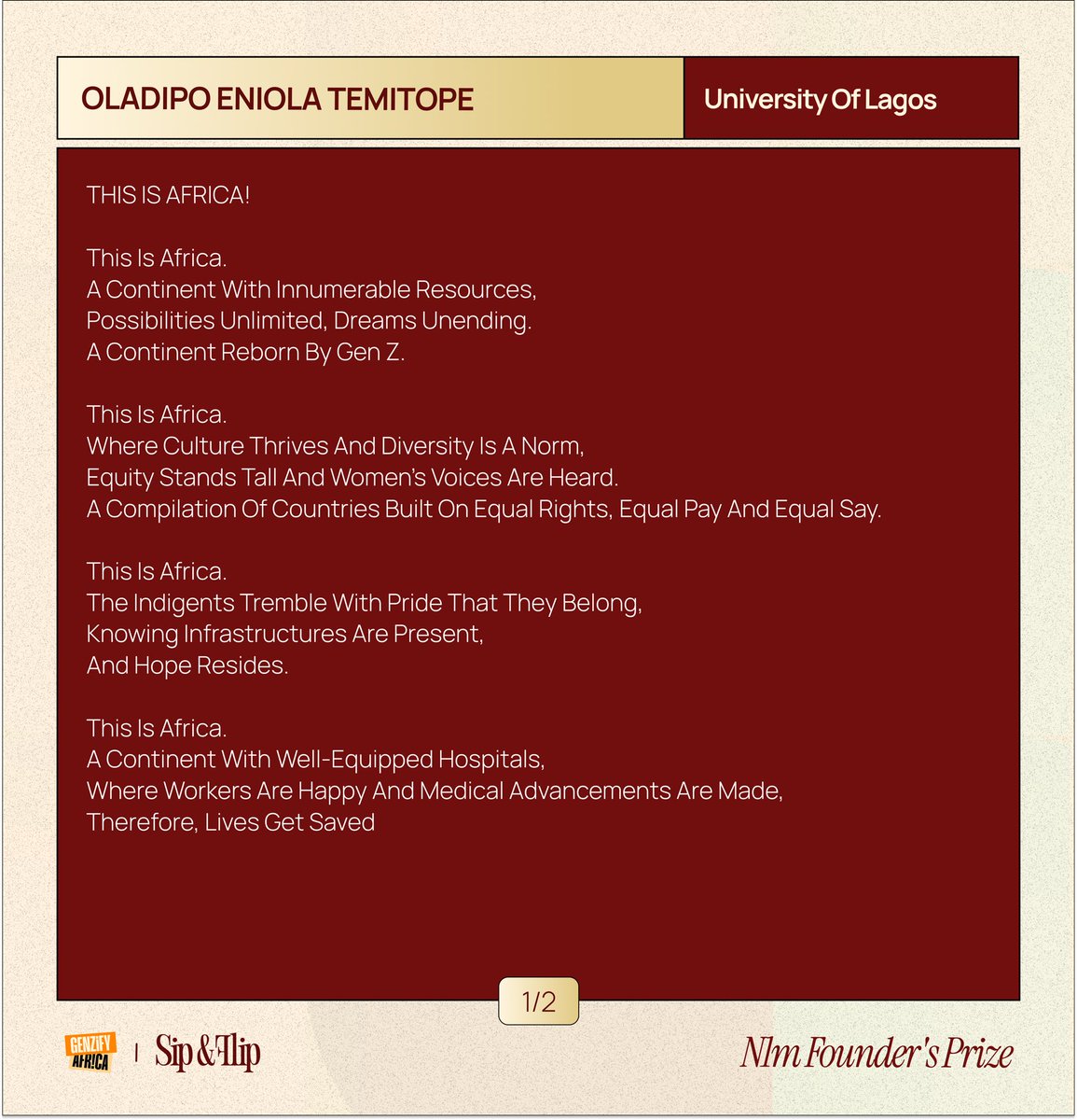 genzifyafrica's tweet photo. 5. OLADIPO ENIOLA TEMITOPE, University Of Lagos. https://t.co/TGAUpoSZQ8