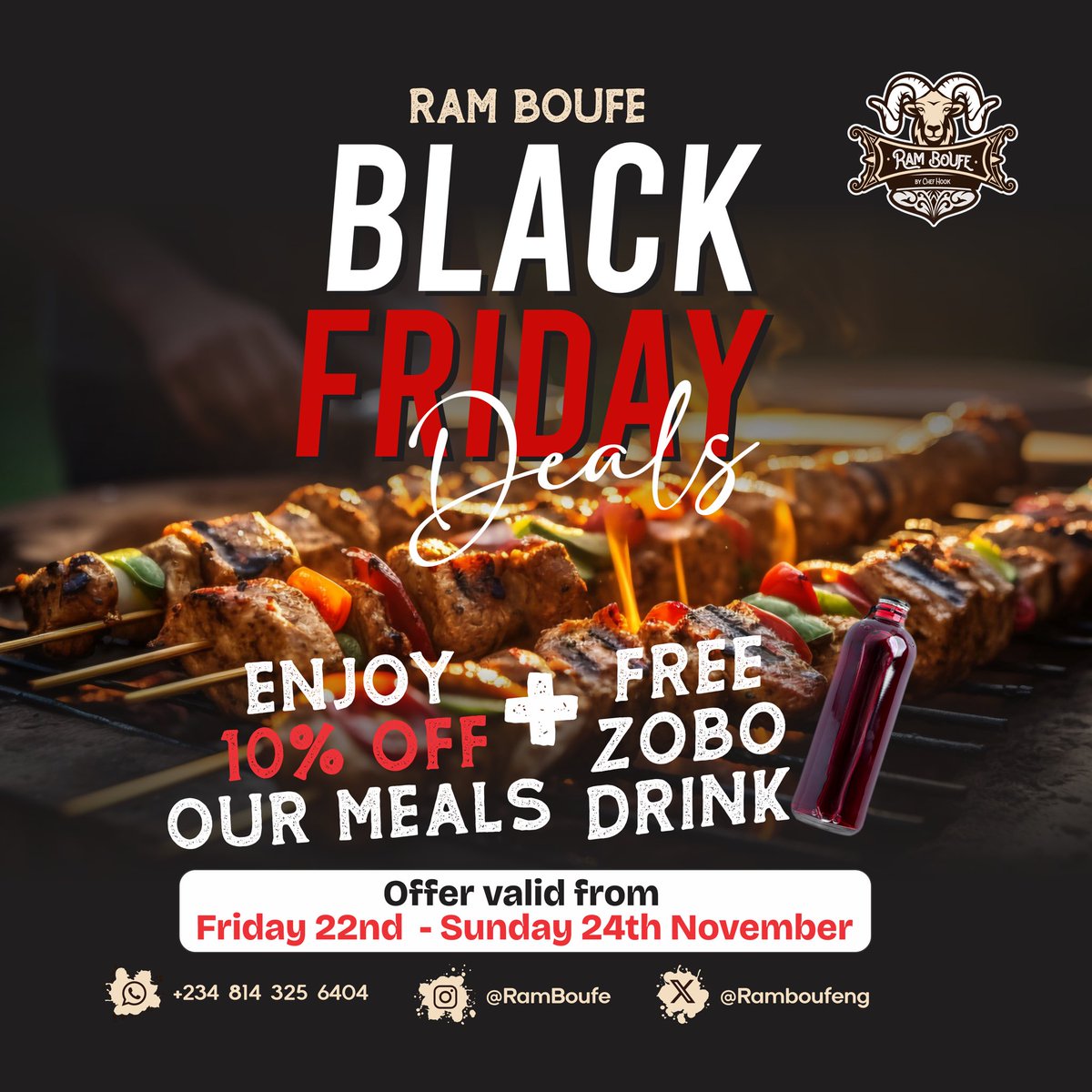 ramboufeng's tweet photo. The cat is finally out of the bag!

Enjoy 10% off all our meals from today till Sunday also available on @chowdeck &amp; @HeyfoodAfrica!

What will you be ordering for today? 

PS; the highest order wins a VIP free ticket to the @ibadanchopsnchill event. 

Hurry &amp; send a DM now! https://t.co/X1JhUmBN45