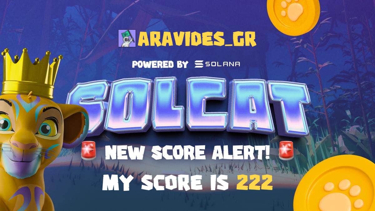 aravides_gr's tweet photo. Join https://t.co/su6nI2ZyjG first memecoin with game, daily prizes and $100k grand prize! 🐾 $Solcat on #Solana Nov 18 @solcatgame https://t.co/HDjUY8zlFh