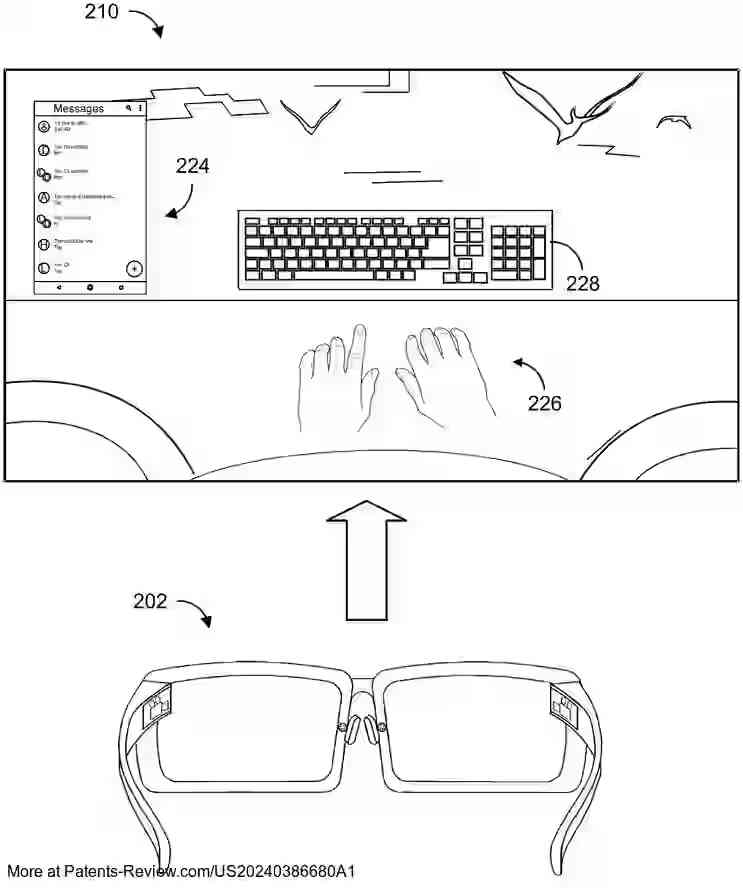 PatentPulse's tweet photo. New patent application #US20240386680A1 by #QUALCOMM explores systems for generating #VirtualContent. It uses #XR devices to detect a user's hand and create a virtual keyboard in real-time. A step forward in #AugmentedReality tech! $QCOM #PatentApplication https://t.co/rJE8XF9CPM