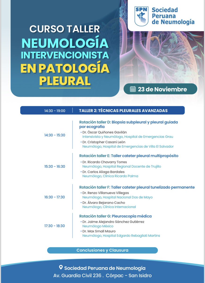 RenzoMh10's tweet photo. Hoy iniciamos el I Taller de Neumología Intervencionista en Patología Pleural 🫁🫁🫁🫁 @bejarano_cacho @PleuralPOCUS @PeruSpn @fllanostejada https://t.co/yD5bJceTpm