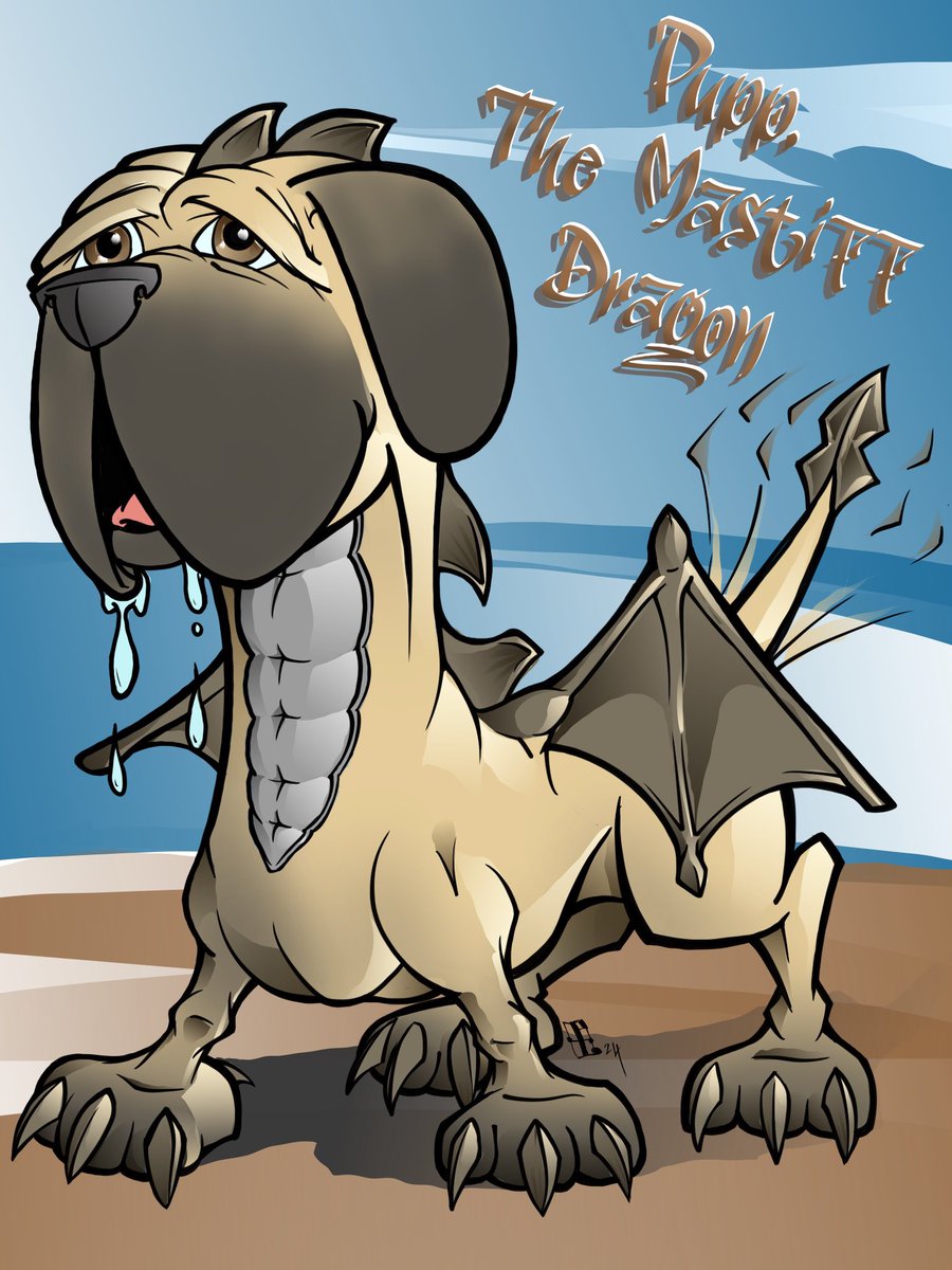 Pupp, the Mastiff Dragon…. Someone suggested I draw a puppy dragon.