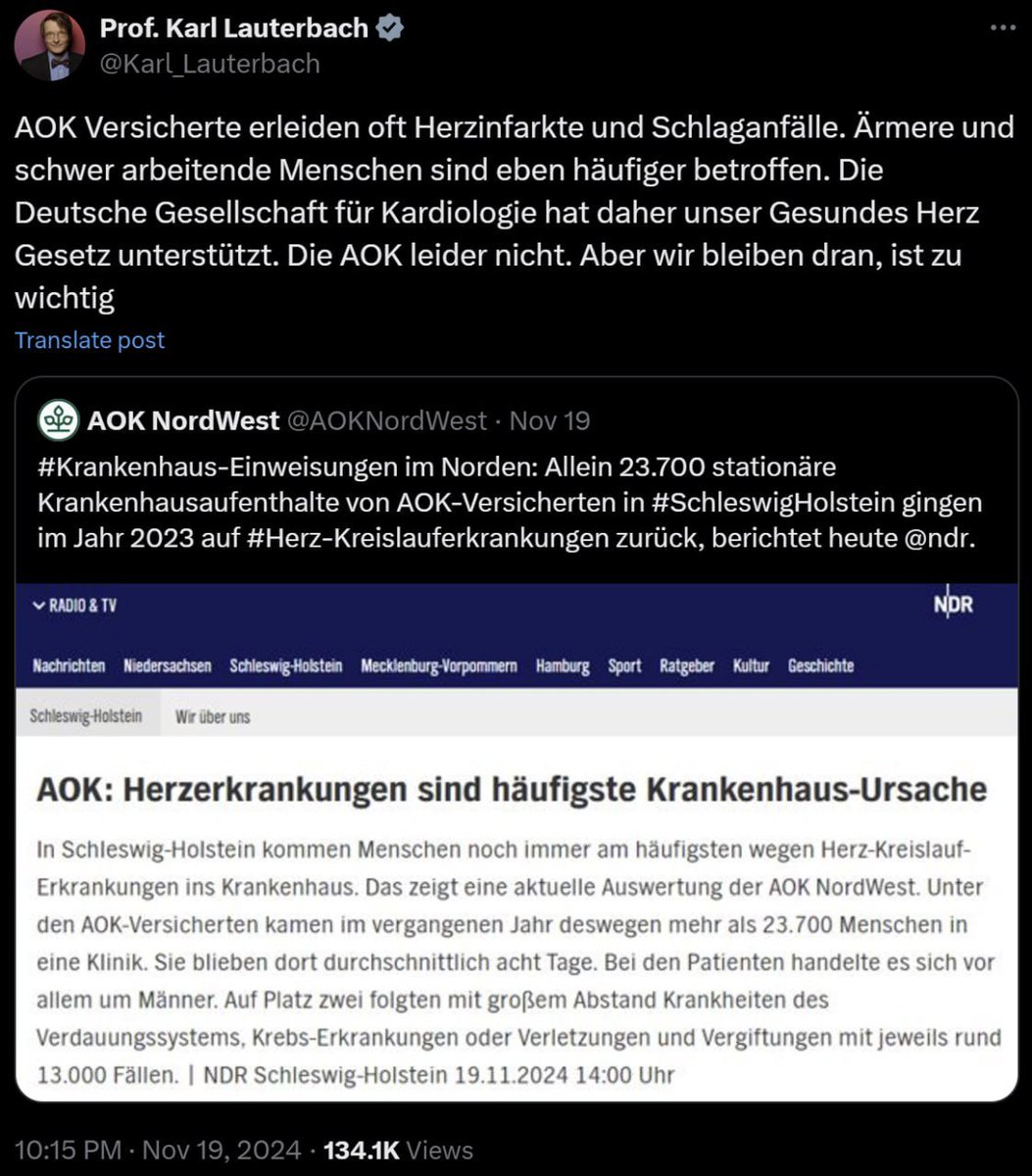 JanPhi0511HD's tweet photo. Warum gibt es wohl plötzlich so viele Herzerkrankungen, nachdem die #Massenimpfungen durchgeführt wurden? Als sich die AOK an der skrupellosen #Impfpropaganda beteiligt hat, hat man von Karl #Lauterbach keine Kritik gehört.
#Pharmalobbyisten https://t.co/bk69YcCsnu
