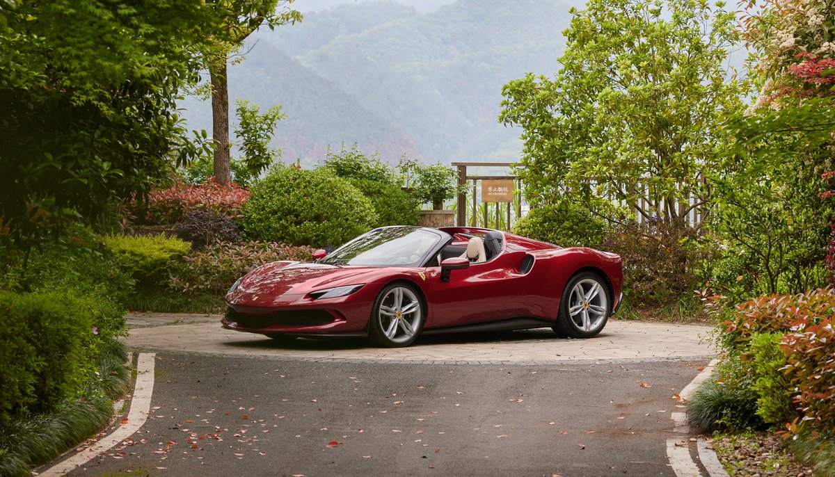 Ferrari's tweet image. These roads were made for us – and we’ve got 830cv to unleash.

#Ferrari296GTS #Tonglu #China #DrivingFerrari #Ferrari