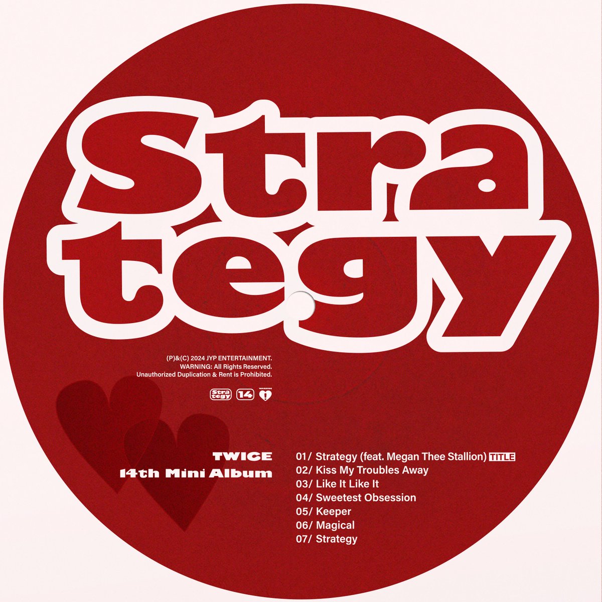 JYPETWICE's tweet photo. TWICE 14TH MINI ALBUM
"STRATEGY"

💿STRATEGY Playlist

Title Track ➫ Strategy (feat. Megan Thee Stallion)

[STRATEGY] Pre-Save / Pre-Order
https://t.co/qaFOUAAYiS   

➮ Release on
2024.12.06 FRI 2PM KST/0AM ET

#TWICE #트와이스 #STRATEGY https://t.co/q3sjYQAZuB