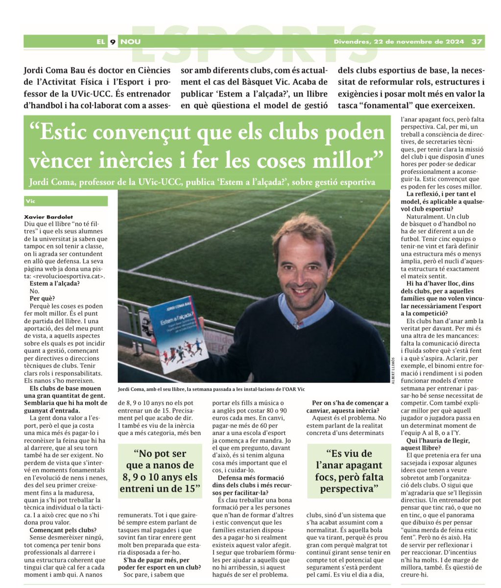 Parlant de la realitat dels clubs esportius.
Podem fer millor les coses. 
Gràcies <a href="/el9nou/">El 9 Nou</a> per fer-ho visible.

revolucioesportiva.cat