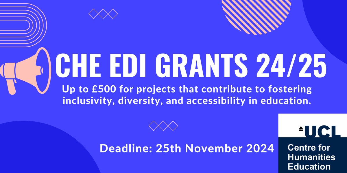 🚨 Final reminder: Our Fall 2024 EDI grant call closes next Monday, November 25th! Don’t miss your chance to apply for funding to support innovative research and projects.⏳

Submit your application now: blogs.ucl.ac.uk/che/2024/10/22…! 📝✨