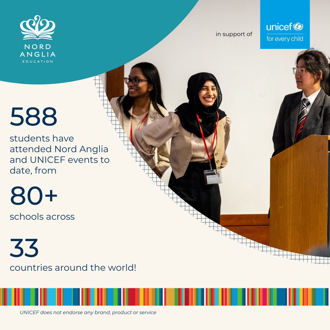 NAEducation's tweet image. We are thrilled to announce the continuation of our partnership with @UNICEF.
The collaboration will strengthen Nord Anglia and UNICEF’s advocacy for child rights and help create the next generation of change-makers.
Read more below 👇
🔗 unicef.org.uk/corporate-part…