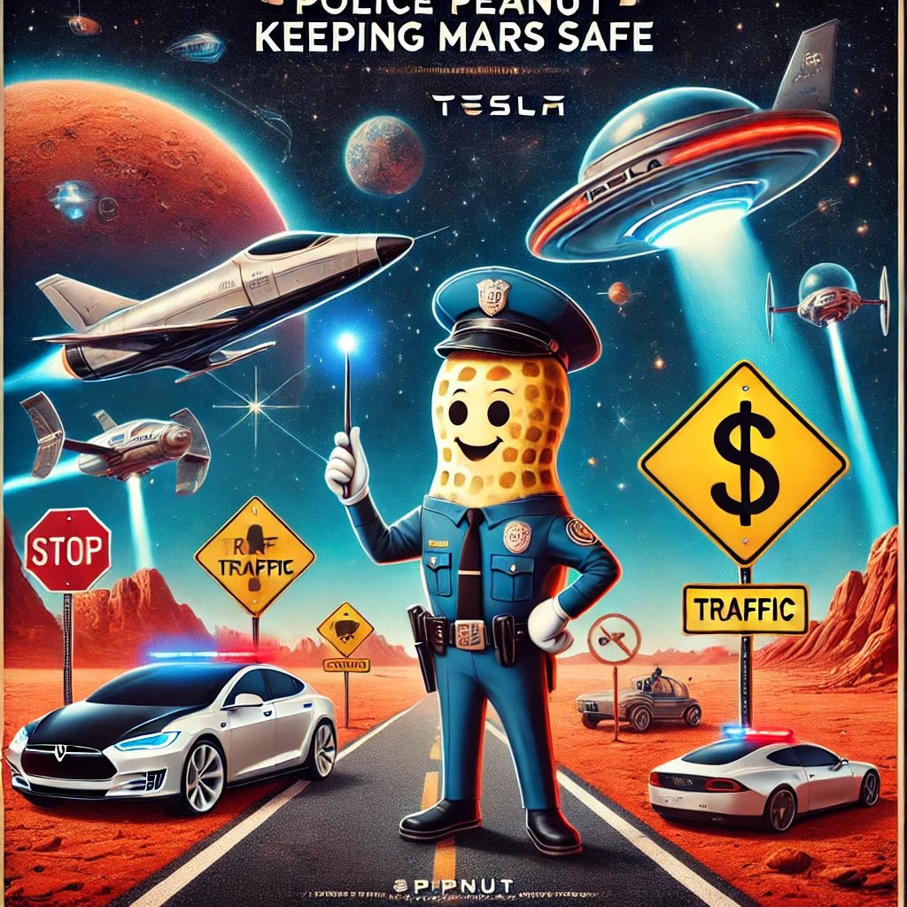PolicePNUT's tweet photo. Traffic control on Earth is tough, but try managing flying cars and spaceships on Mars! 🚦🚀 #PolicePeanut is keeping the Red Planet safe and orderly with $PPNUT and a trusty @Tesla . 🌌

Mars’ first traffic cop has arrived! Join the mission: #PolicePeanut #MarsTrafficControl https://t.co/0yAdI1Nbt1