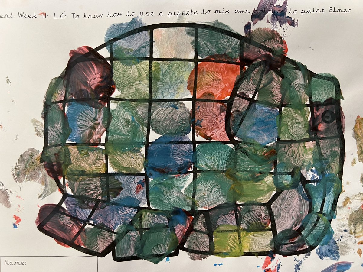 class2stmarys's tweet photo. We have had a great week in Reception- using our retrieval skills to do some colour mixing based on our Elmer text and after learning about circles in Maths we created our own circle art work like Fiona Rae. Well done! @stmarysderby https://t.co/5Y4jYQGwjD