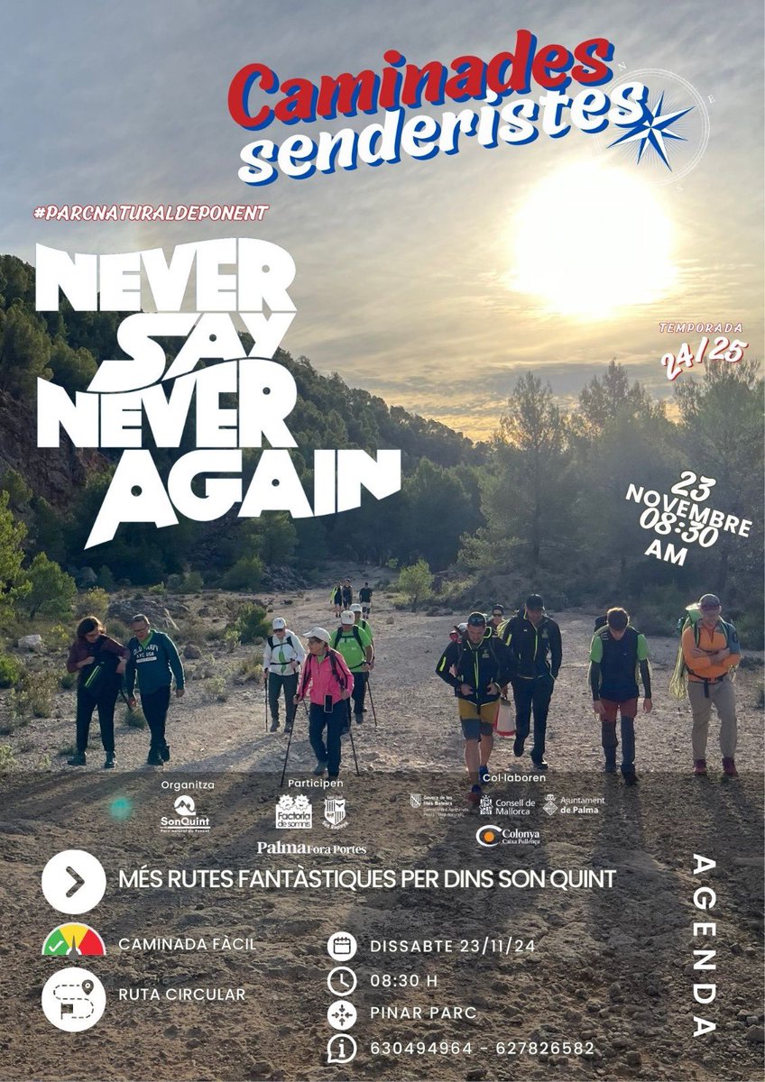 son_quint's tweet photo. Mai havíem passejat tants d’al·lots per dins #SonQuint. No seria possible sense el grup de voluntaris de la nostra activitat senderista “Caminant pels Somnis”, amb @FranciscaRibas3 al capdavant. Alumnes de @iesdamiahuguet, ha estat un plaer. Activitats a @PalmaEduca @ajuntpalma https://t.co/y82Welpi14
