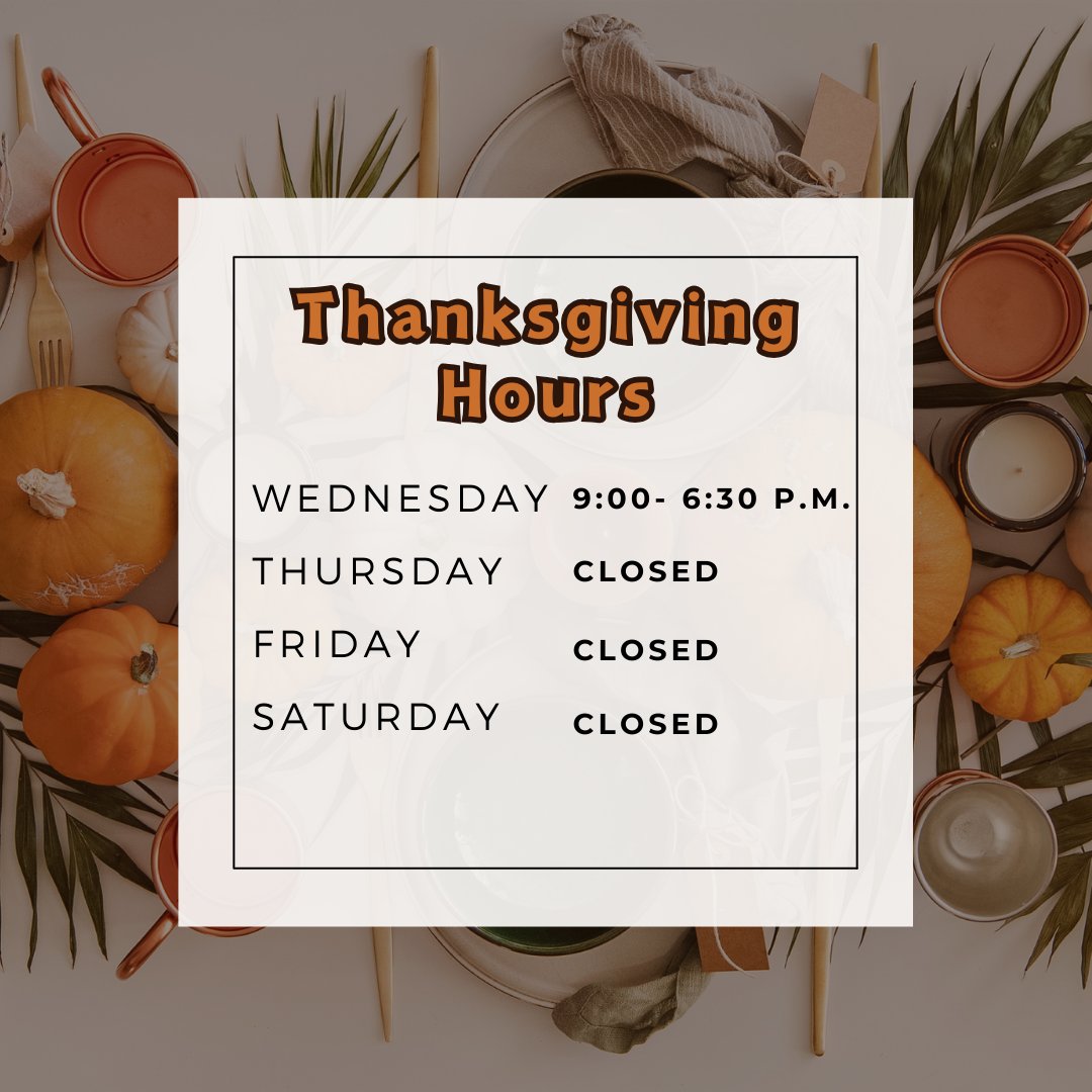 HealthcenterLI's tweet photo. Our hours for the upcoming holiday! For any questions call our office at 631.665.1666!
.
#Acupuncture #Acupressure #Moxibustion #HerbalMedicine #Holistic #GuaSha #Healing  #Holistichealing #Cupping #needling #NAET t #healthyliving #healingjourney #growth #Thanksgiving https://t.co/BSsedLoRL9