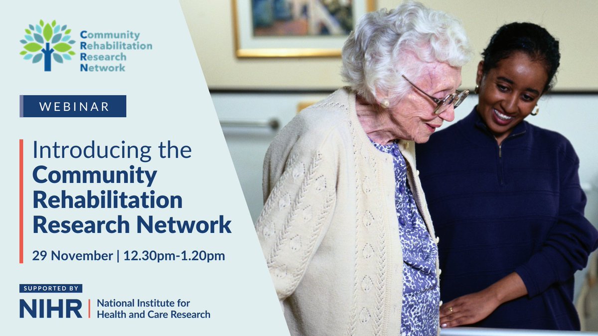 National Institute for Health and Care Research (@nihrresearch) on Twitter photo Discover how the #NIHRsupported <a href="/CommunityRRN/">Community Rehabilitation Research Network</a> Incubator can support research careers in community rehabilitation at a webinar on 29 November.
Attend to discover how it aims to increase research capacity in community care settings and learn about the resources and support it Discover how the #NIHRsupported <a href="/CommunityRRN/">Community Rehabilitation Research Network</a> Incubator can support research careers in community rehabilitation at a webinar on 29 November.
Attend to discover how it aims to increase research capacity in community care settings and learn about the resources and support it
