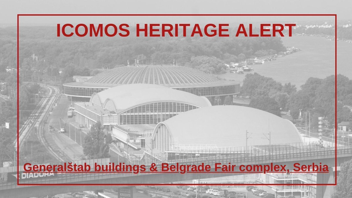 🔴 Heritage Alert 🔴 

The Dobrovićev Generalštab and the Belgrade Fair complex face imminent risks of potential delisting, extensive demolition, and significant alterations or new constructions which could reshape and compromise their unique character. 

🔗 Read our statement
