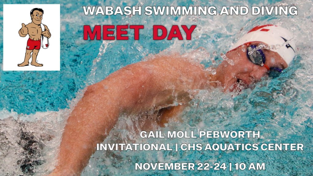 wabashathletics's tweet photo. @WabashSwimDive hosts the annual Gail Moll Pebworth Invitational beginning today at 10 a.m. at the Crawfordsville High School Aquatics Center.  The meet runs through Sunday evening. 

Live results - https://t.co/v4gIn0dCh1

Watch Online - https://t.co/veN8dYZltg

#WAF https://t.co/ZSPEEilLeD