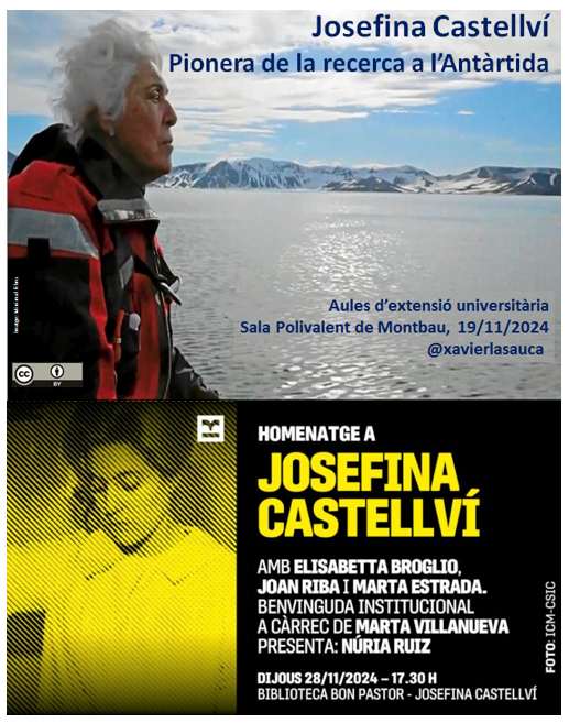xavierlasauca's tweet image. Presentació de la conferència "Josefina Castellví, pionera de la #recerca a l'Antàrtida" i programa de l'acte de bateig de la Biblioteca Bon Pastor (28/11/24), que durà el nom de la prestigiosa oceanògrafa catalana:
lasequantic.wordpress.com/2024/11/21/jos…
#DonesiCiència @ICMCSIC @CSICCat
