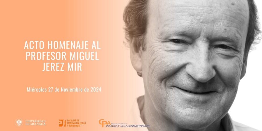 👨‍🎓 Acto Homenaje al profesor Miguel Jerez Mir.

📆 Miércoles, 27 de Noviembre de 2024, 11:30h.

📍 Aula Magna (11:30), Facultad de Ciencias Políticas y Sociología, Universidad de Granada.

➡️ aecpa.es/es-es/acto-hom…