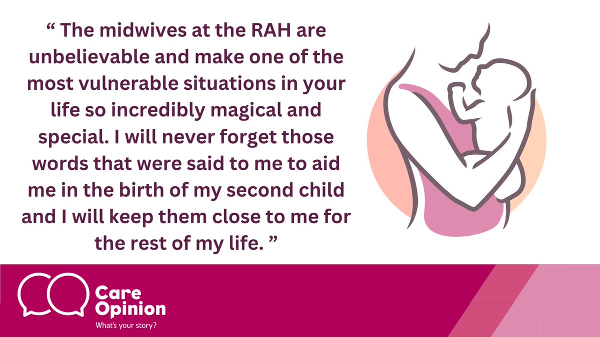 Care Opinion Scot (@careopinionscot) on Twitter photo Incredibly moving words from an author who gave birth to their second baby at the #RAH <a href="/NHSGGC/">NHS Greater Glasgow and Clyde</a>!
This author shared how amazing the team of Midwives were, detailing the positive impact they had on this "magical" birthing experience!
Read the full storyπ
careopinion.org.uk/1291185 Incredibly moving words from an author who gave birth to their second baby at the #RAH <a href="/NHSGGC/">NHS Greater Glasgow and Clyde</a>!
This author shared how amazing the team of Midwives were, detailing the positive impact they had on this "magical" birthing experience!
Read the full storyπ
careopinion.org.uk/1291185