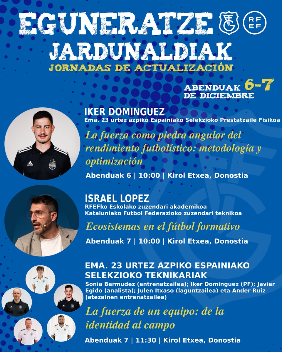 gipuzkoafutbola's tweet image. 🗣️ 𝐄𝐍𝐓𝐑𝐄𝐍𝐀𝐓𝐙𝐀𝐈𝐋𝐄𝐄𝐍 𝐄𝐆𝐔𝐍𝐄𝐑𝐀𝐓𝐙𝐄 𝐄𝐓𝐀 𝐁𝐈𝐑𝐙𝐈𝐊𝐋𝐀𝐓𝐙𝐄 𝐉𝐀𝐑𝐃𝐔𝐍𝐀𝐋𝐃𝐈𝐀

🗓️ Abenduak 6-7 de diciembre
⏰ 09:45 - 12:00/ 09:45 - 13:00
📍 Kirol Etxea, Donostia
🔗 lc.cx/oSSr9d