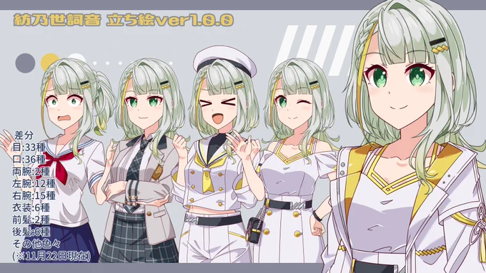 汎用人工無能さん[@ CustomTsumi]の依頼で紡乃世詞音 ちゃんの立ち絵を描かせていただきました。 カスタム性を上げる為にジャケットは分離させていたり反転差分等も充実していますのでよろしくお願いします(再投稿) 
