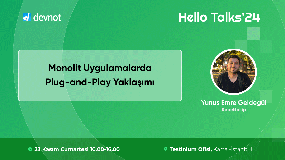 Yarın "Monolith mimaride esnek geliştirme nasıl yapılır" sorusuna cevap minvalinde bir sunum yapacağım. Müsait arkadaşları bekleriz =) Diğer harika sunumlar ve katılım başvurusu için link 👇

kommunity.com/devnot/events/…