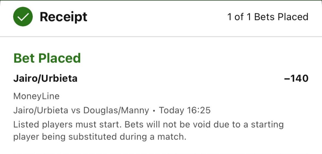 JakeWinsBets's tweet photo. Fridays rock in the @JaiAlaiLeague ! π€
Playing the better side in this one. Don't over think it.πͺ
Jairo/Urbieta (-140) π
Let me know if you're riding with me! π―
#jaialaileague #sportsbetting #gamble #JakeWinsBets https://t.co/ErgAnum7Bc