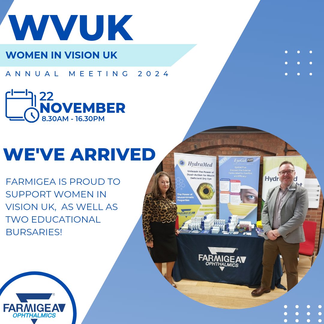 We are here in Bristol for Women in Vision UK 2024! 🚺👁

Farmigea is proud to support both WVUK and two educational bursaries.🏫

To find out more about our product range, visit our website here 👉 farmigea.co.uk 

#women #ophthalmology