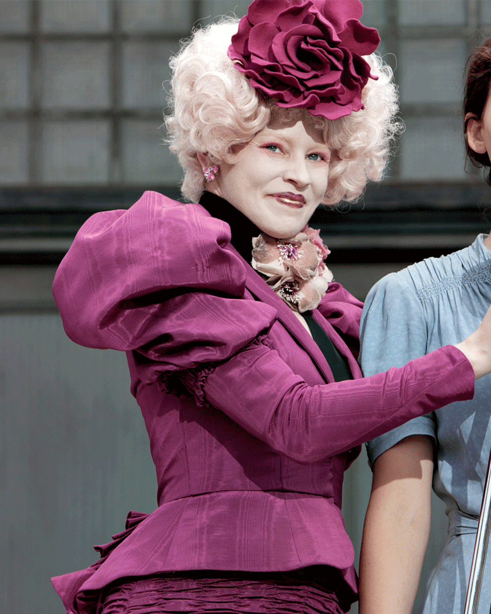 LionsgateUK's tweet photo. Effie and Haymitch invented pink and green 🩷💚 

#TheHungerGames #WickedMovie https://t.co/yAFXmE896X