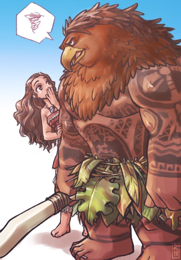 「『モアナと伝説の海』観てるかーい?#モアナと伝説の海 #moana 」|龍輝雅龍のイラスト