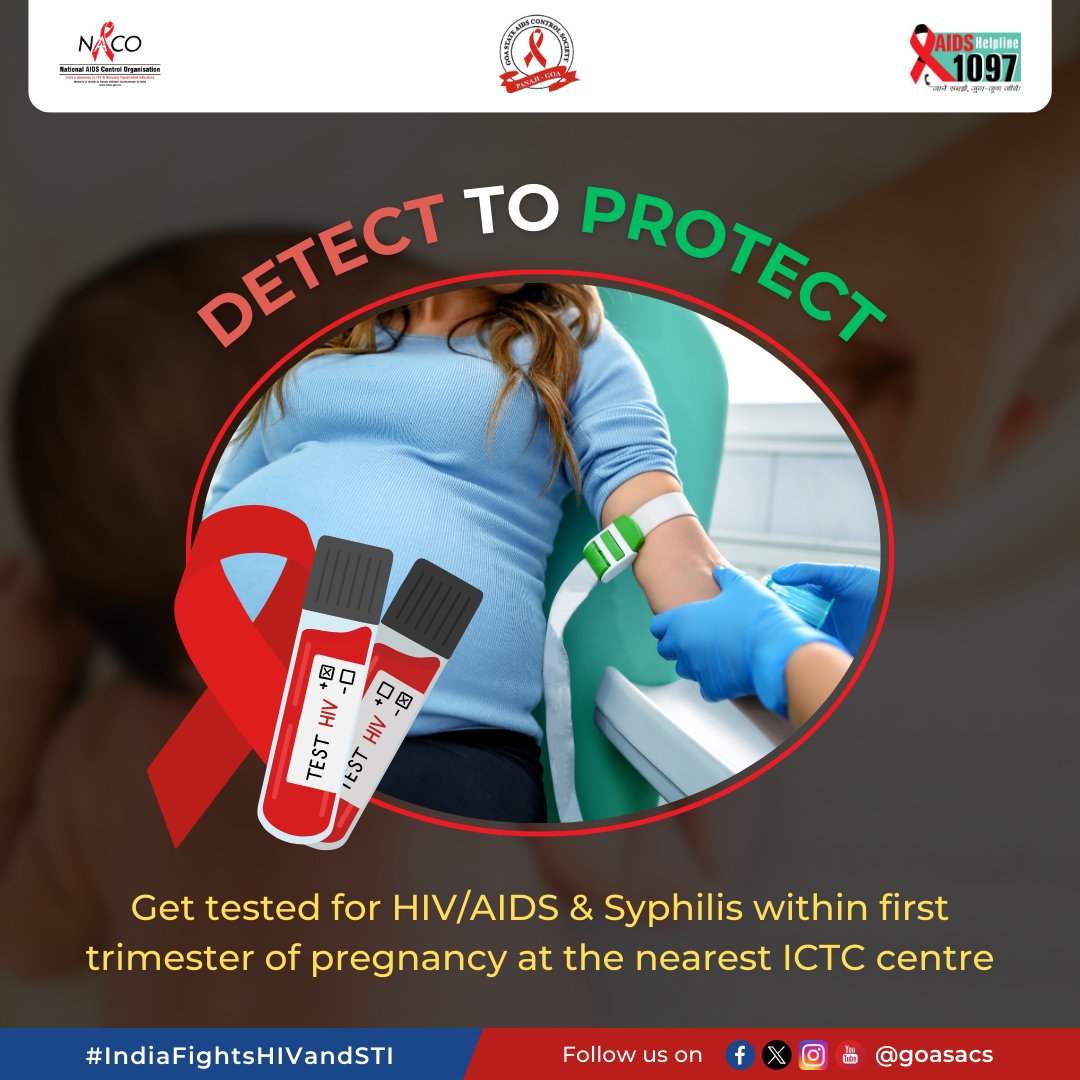 goasacs's tweet photo. Early diagnosis of HIV/AIDS and Syphilis in pregnant women helps in preventing its transmission to the baby with proper treatment.
#EVTHS #NewbornWeek #HealthyFuture #HIVPrevention #SyphilisPrevention #HIVTesting #IndiaFightsHIVandSTI #HIVAwareness #HIV #AIDS #Syphilis #GoaSACS https://t.co/nDVLnsPuOd