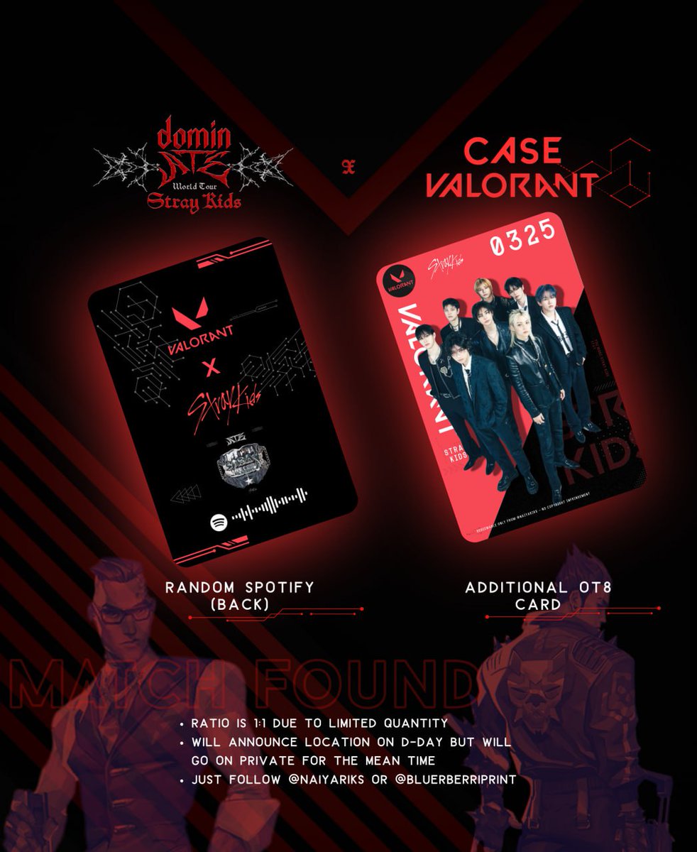 naiyariks's tweet image. THESE WILL BE THE SPECIAL FEATURES OF VALORANT SKZ CARDS 💯

random spotify qr at the back + ot8 cards available ✨️

—strictly 1:1
—exact loc tba
—private on dday

#dominATE_BULACAN #dominATE
#StrayKids