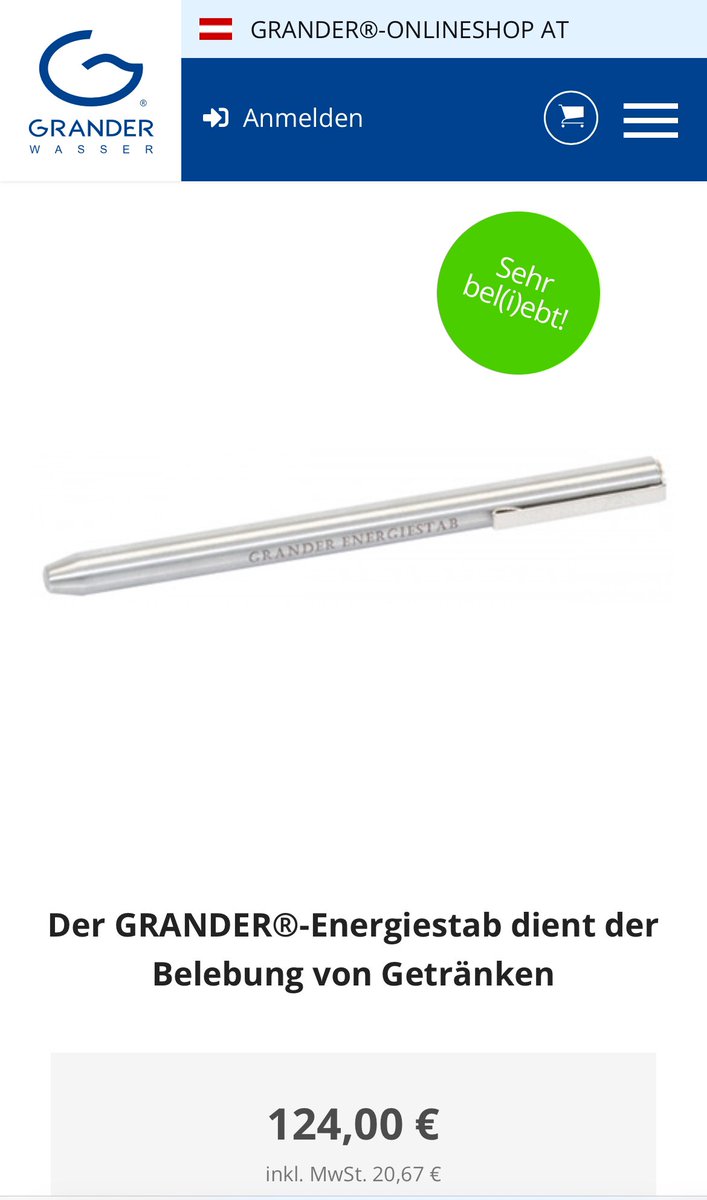 KreilChristian's tweet image. Juristen entre nous? 

#Grander verkauft ein Metallsteckerl um 124 Euro, zum Umrühren.

Er soll Getränke „biologisch aufwerten“.