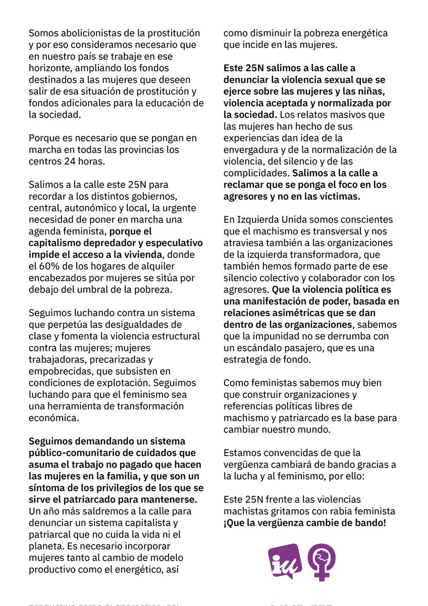 IUdeParla's tweet photo. ♀️ Este 25 de noviembre volvemos a las calles de #Parla, Madrid y todo el país contra todas las violencias machistas y a gritar alto y claro “Que la vergüenza cambie de bando”. https://t.co/AkWzdPdXu4